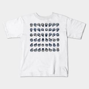 Skull Army Blue (White Background) Kids T-Shirt